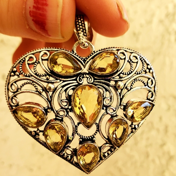 New Citrine 925 Silver Heart Pendant. - Picture 7 of 13